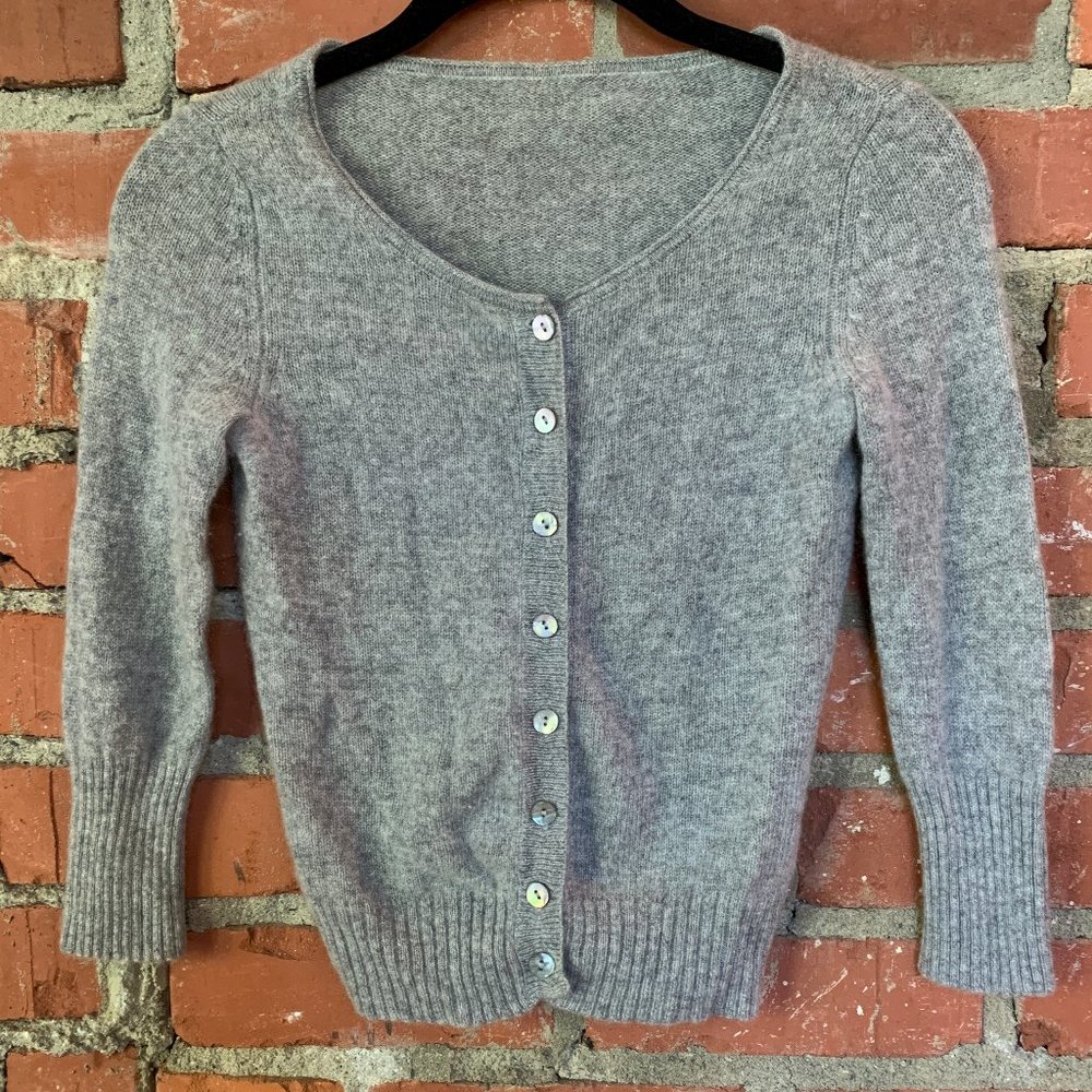 Cashmere 3/4 Sleeve Cardigan - Fits Like XS or XXS
